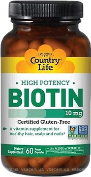 Фото Country Life High Potency Biotin 10 мг 60 капсул