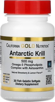 Фото California Gold Nutrition Antarctic Krill 500 мг со вкусом клубники и лимона 30 капсул