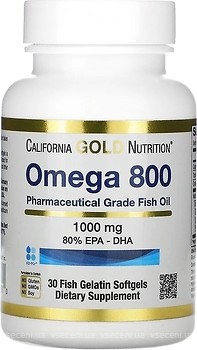 Фото California Gold Nutrition Omega 800 Pharmaceutical Grade Fish Oil 30 капсул