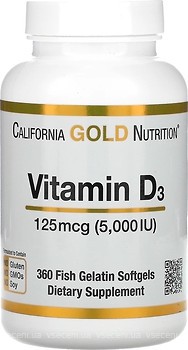 Фото California Gold Nutrition Vitamin D3 125 мкг 360 капсул