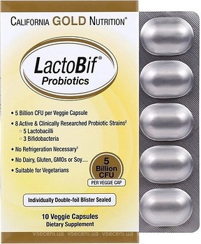 Фото California Gold Nutrition LactoBif Probiotics 5 Billion 10 капсул