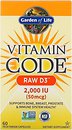 Фото Garden of Life Vitamin Code RAW D3 50 мкг 60 капсул (GOL11413)