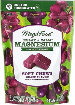 Фото MegaFood Relax + Calm Magnesium со вкусом винограда 30 таблеток (MGF10399)