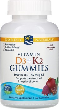 Фото Nordic Naturals Vitamin D3 + K2 Gummies со вкусом граната 60 таблеток