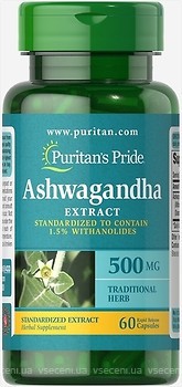 Фото Puritan's Pride Ashwagandha Standardized Extract 500 мг 60 капсул