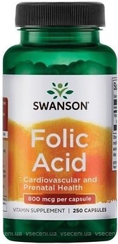 Фото Swanson Folic Acid 250 капсул