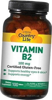 Фото Country Life Vitamin B2 100 мг 100 таблеток