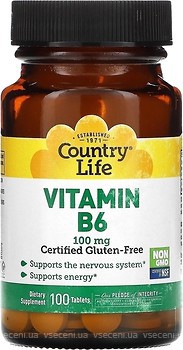 Фото Country Life Vitamin B6 100 мг 100 таблеток