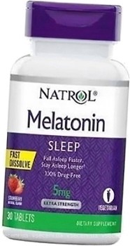 Фото Natrol Melatonin 5 мг со вкусом клубники 30 таблеток