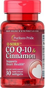 Фото Puritan's Pride Q-Sorb Co Q-10 200 мг & Cinnamon 1000 мг 30 капсул