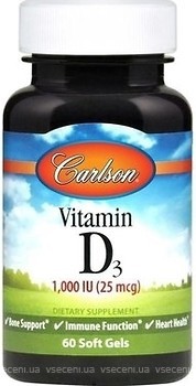 Фото Carlson Labs Vitamin D3 25 мкг 60 капсул (CAR-14500)