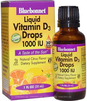 Фото Bluebonnet Nutrition Vitamin D3 1000 IU со вкусом апельсина 30 мл