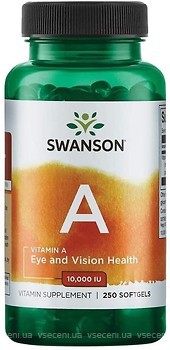 Фото Swanson Vitamin A 10000 IU 250 капсул