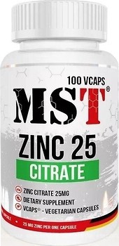 Фото MST Nutrition Zinc 25 Citrate 100 капсул
