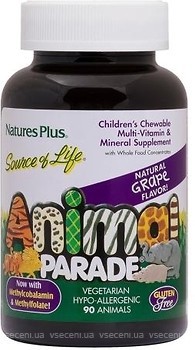 Фото Nature's Plus Animal Parade Childrens Chewable Multi со вкусом винограда 90 таблеток