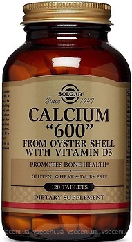 Фото Solgar Calcium 600 from Oyster Shell with Vitamin D3 120 таблеток