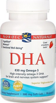 Фото Nordic Naturals DHA 830 мг со вкусом клубники 90 капсул