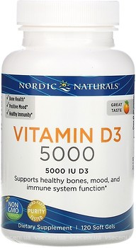 Фото Nordic Naturals Vitamin D3 5000 IU со вкусом апельсина 120 капсул