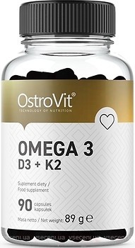 Фото OstroVit Omega 3 D3 + K2 90 капсул