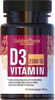 Фото Golden Pharm Vitamin D3 2500 IU 90 капсул