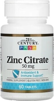 Фото 21st Century Zinc Citrate 50 мг 60 таблеток