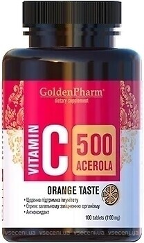 Фото Golden Pharm Vitamin C 500 мг with Acerola со вкусом апельсина 100 таблеток