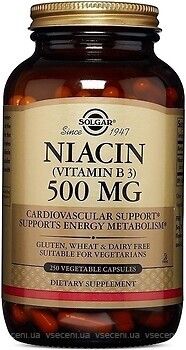 Фото Solgar Niacin Vitamin B3 500 мг 250 капсул