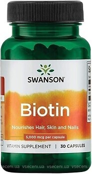 Фото Swanson Biotin 5000 мгк 30 капсул