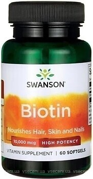 Фото Swanson Biotin 10000 мгк 60 капсул