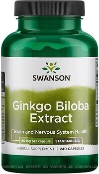 Фото Swanson Ginkgo Biloba Extract 60 мг 240 капсул