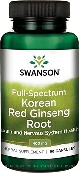 Фото Swanson Full Spectrum Korean Red Ginseng Root 400 мг 90 капсул