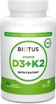 Фото Biotus Vitamin D3 + K2 with Calcium 120 капсул