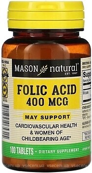 Фото Mason Natural Folic Acid 400 мкг 100 таблеток