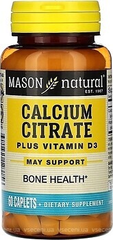 Фото Mason Natural Calcium Citrate Plus Vitamin D3 60 таблеток