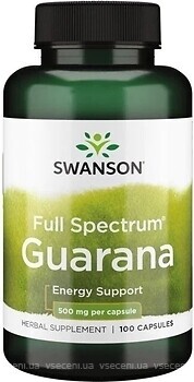 Фото Swanson Full Spectrum Guarana 500 мг 100 капсул