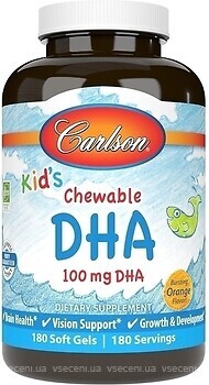 Фото Carlson Labs Kids Chewable DHA со вкусом апельсина 180 капсул