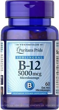 Фото Puritan's Pride Vitamin B-12 5000 мкг 60 леденцов