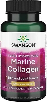 Фото Swanson Type I Hydrolyzed Marine Collagen 400 мг 60 капсул