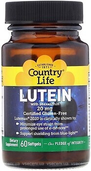 Фото Country Life Lutein 20 мг 60 капсул