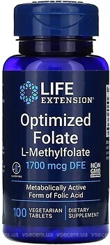 Фото Life Extension Optimized Folate 1700 мкг 100 таблеток