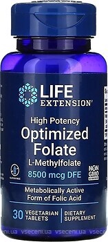 Фото Life Extension Optimized Folate 8500 мкг 30 таблеток