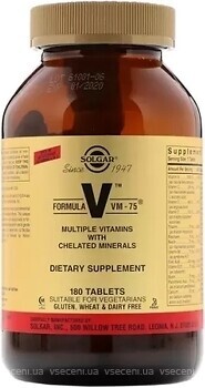 Фото Solgar Formula V VM-75 Multiple Vitamins with Chelated Minerals 180 таблеток
