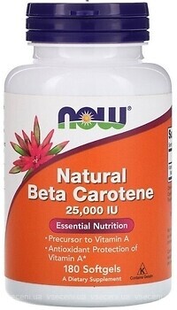 Фото Now Foods Natural Beta Carotene 25000 IU 180 капсул