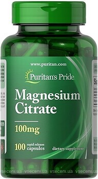 Фото Puritan's Pride Magnesium Citrate 100 мг 100 капсул