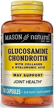 Фото Mason Natural Glucosamine Chondroitin With Collagen & Hyaluronic Acid 90 капсул