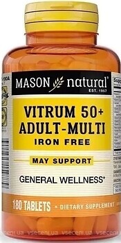 Фото Mason Natural Vitrum 50+ Adult-Multi Iron Free 180 таблеток