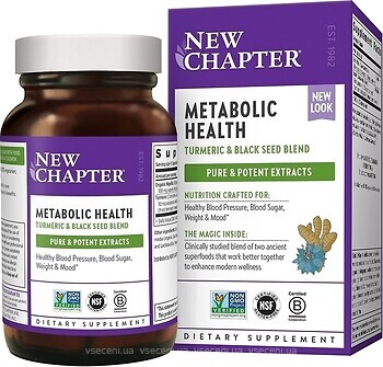 Фото New Chapter Metabolic Health Turmeric & Black Seed Blend 30 капсул