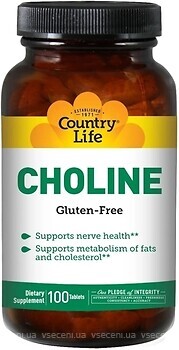 Фото Country Life Choline 100 таблеток