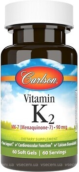 Фото Carlson Labs Vitamin K2 90 мкг 60 капсул