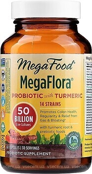 Фото MegaFood MegaFlora Probiotic With Turmeric 60 капсул